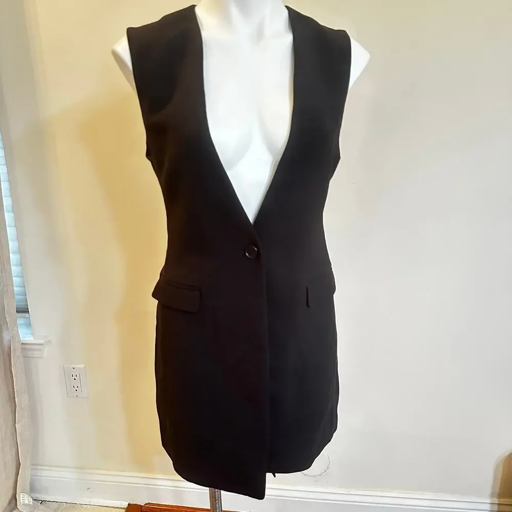 Womens J. Crew 365 Long Belted Sleeveless Blazer sz 8